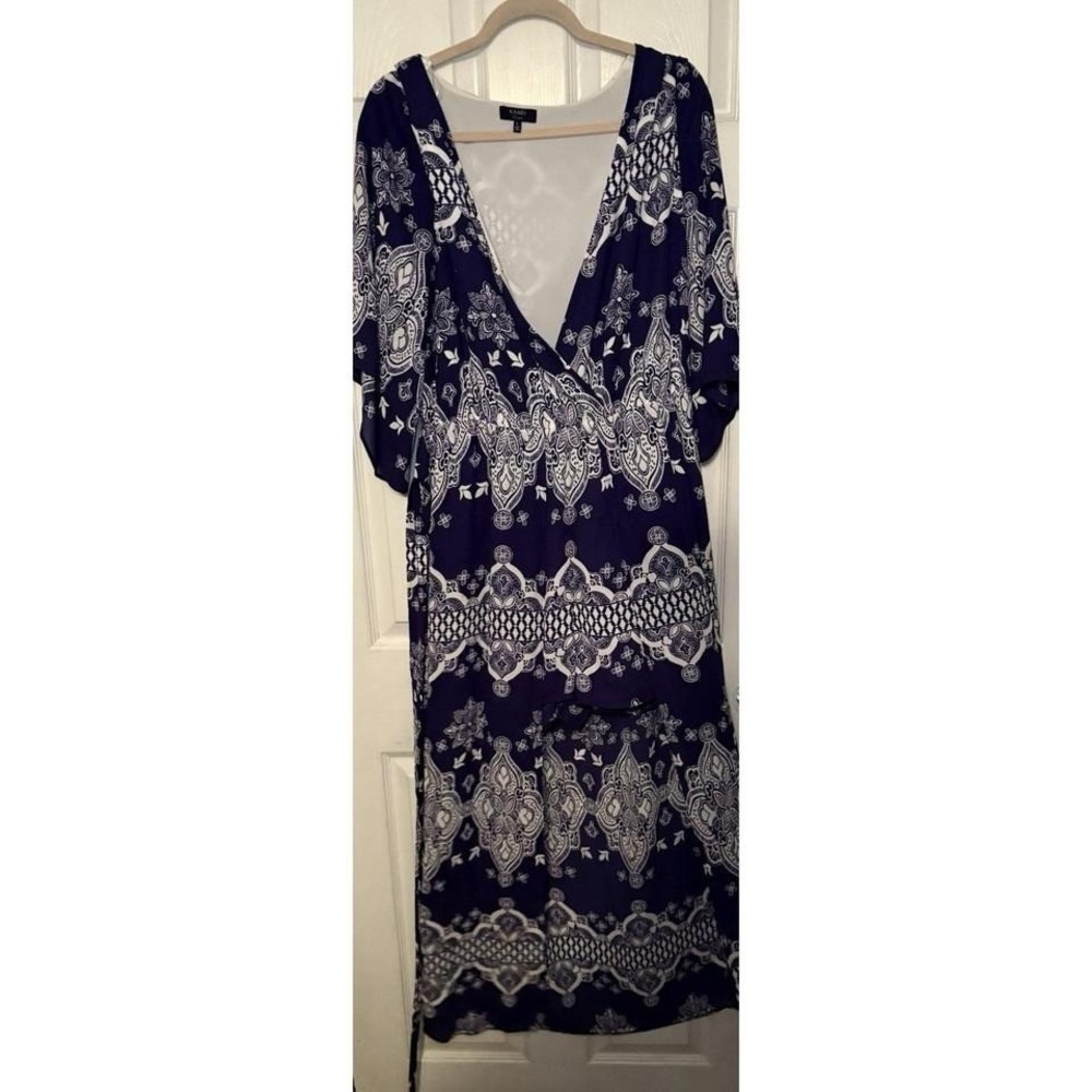 Kaari Blue maxi dress romper size large resort wear sexy